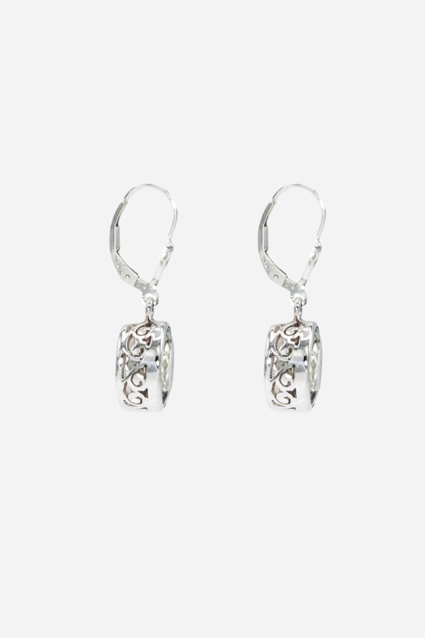 Green Amethyst Bezel Earrings - Inaya Jewelry