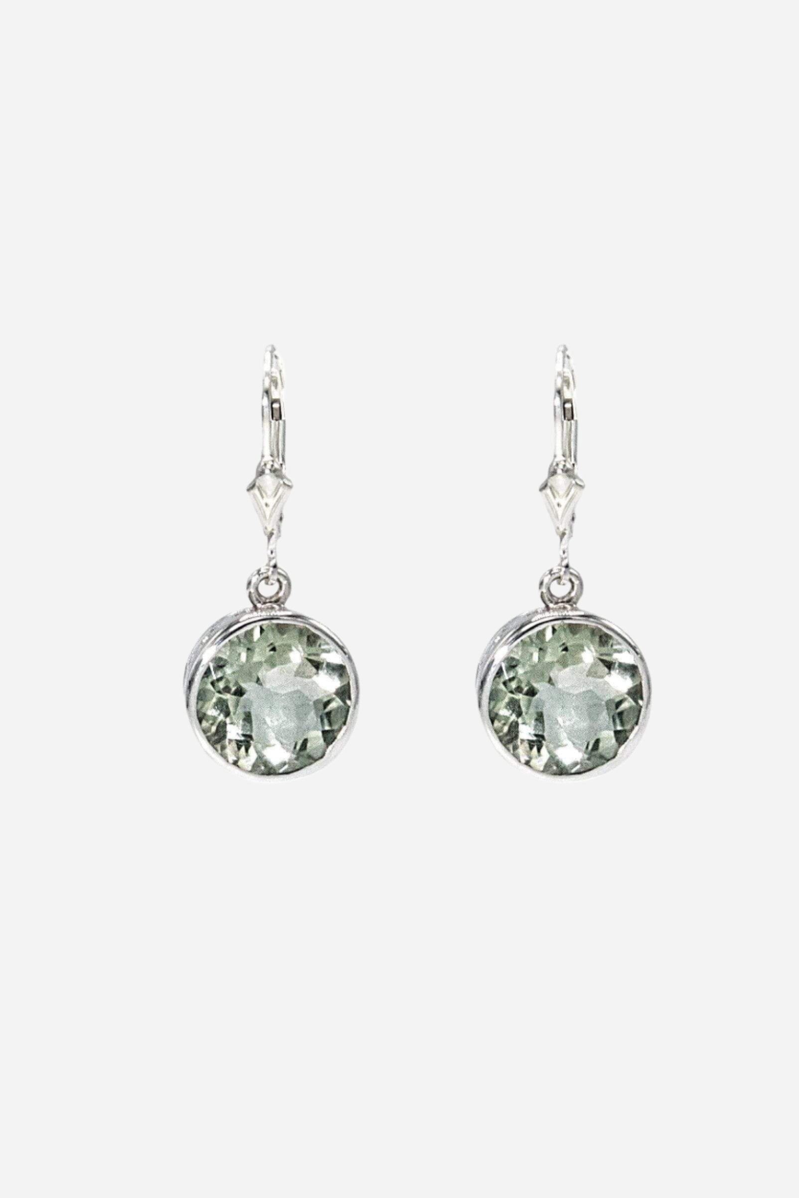 Green Amethyst Bezel Earrings - Inaya Jewelry