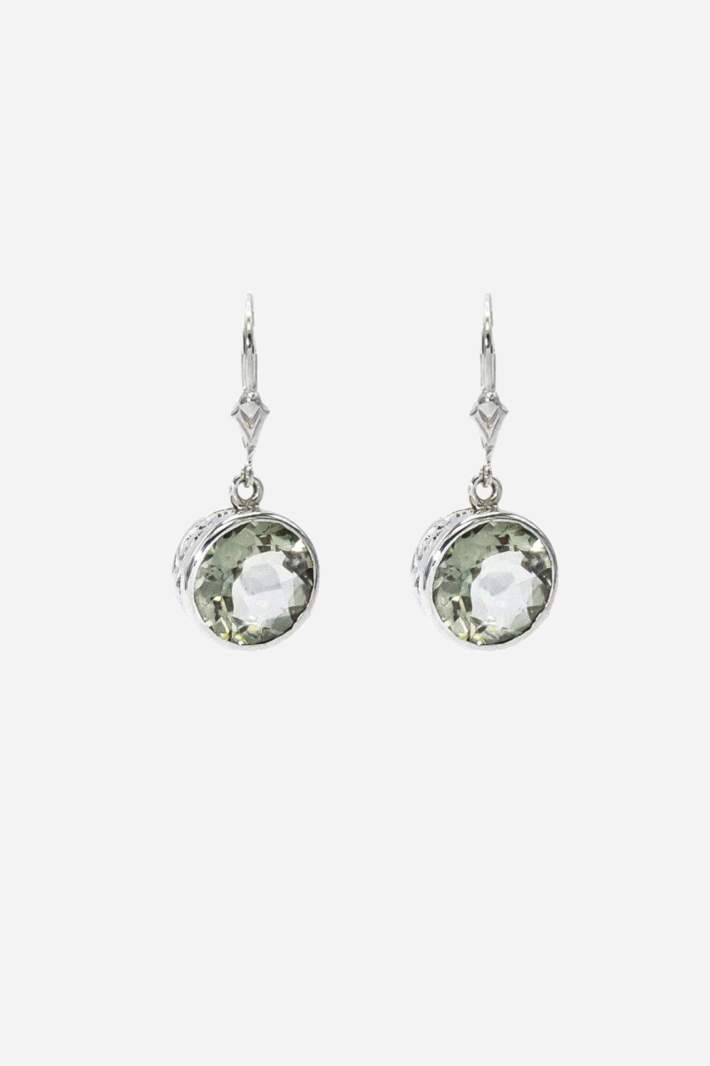 Green Amethyst Bezel Earrings - Inaya Jewelry