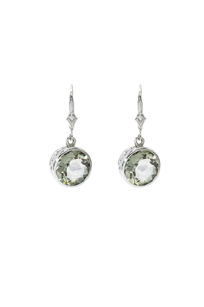 Green Amethyst Bezel Earrings - Inaya Jewelry