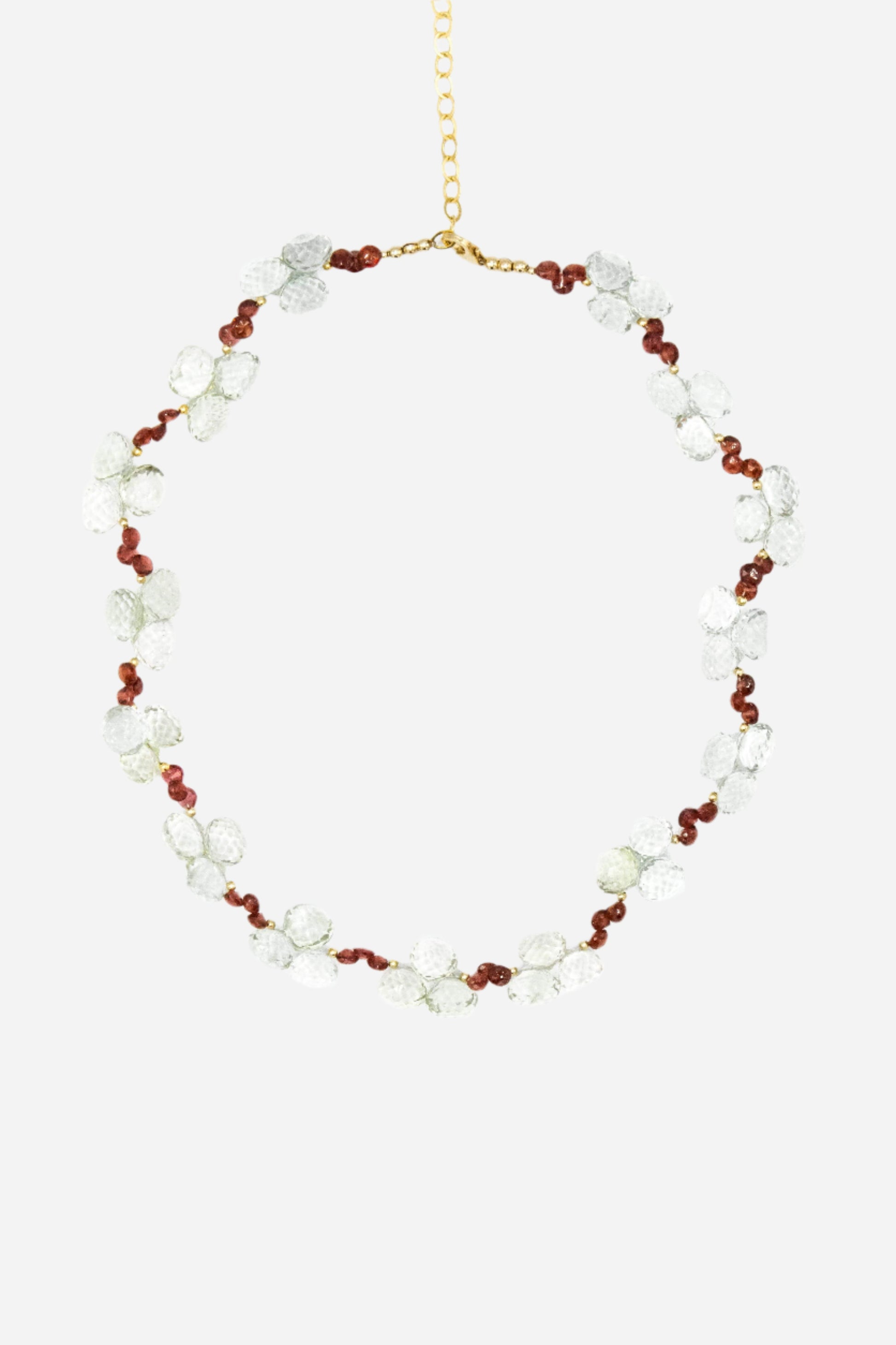 Green Amethyst & Garnet Necklace - Inaya Jewelry