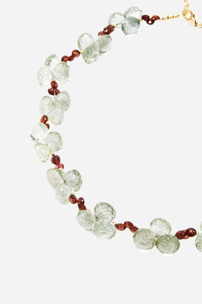 Green Amethyst & Garnet Necklace - Inaya Jewelry