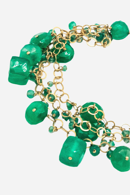 Chainy Green Onyx Delicate Bracelet - Inaya Jewelry