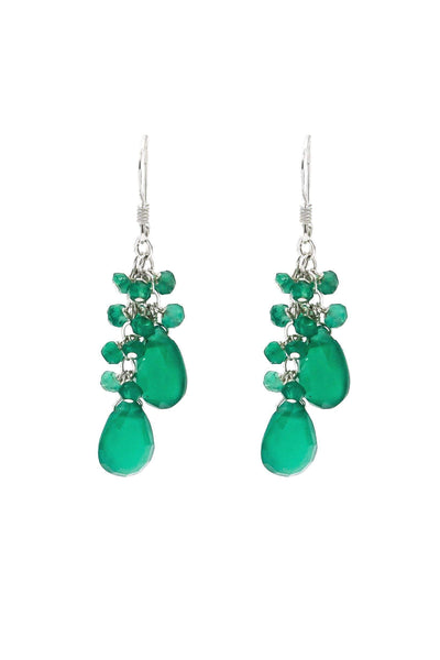 Green Onyx Double Cluster Earrings - Inaya Jewelry
