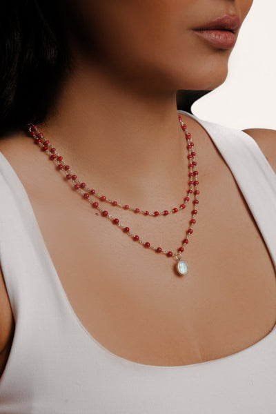 Coral Moon Necklace - Inaya Jewelry