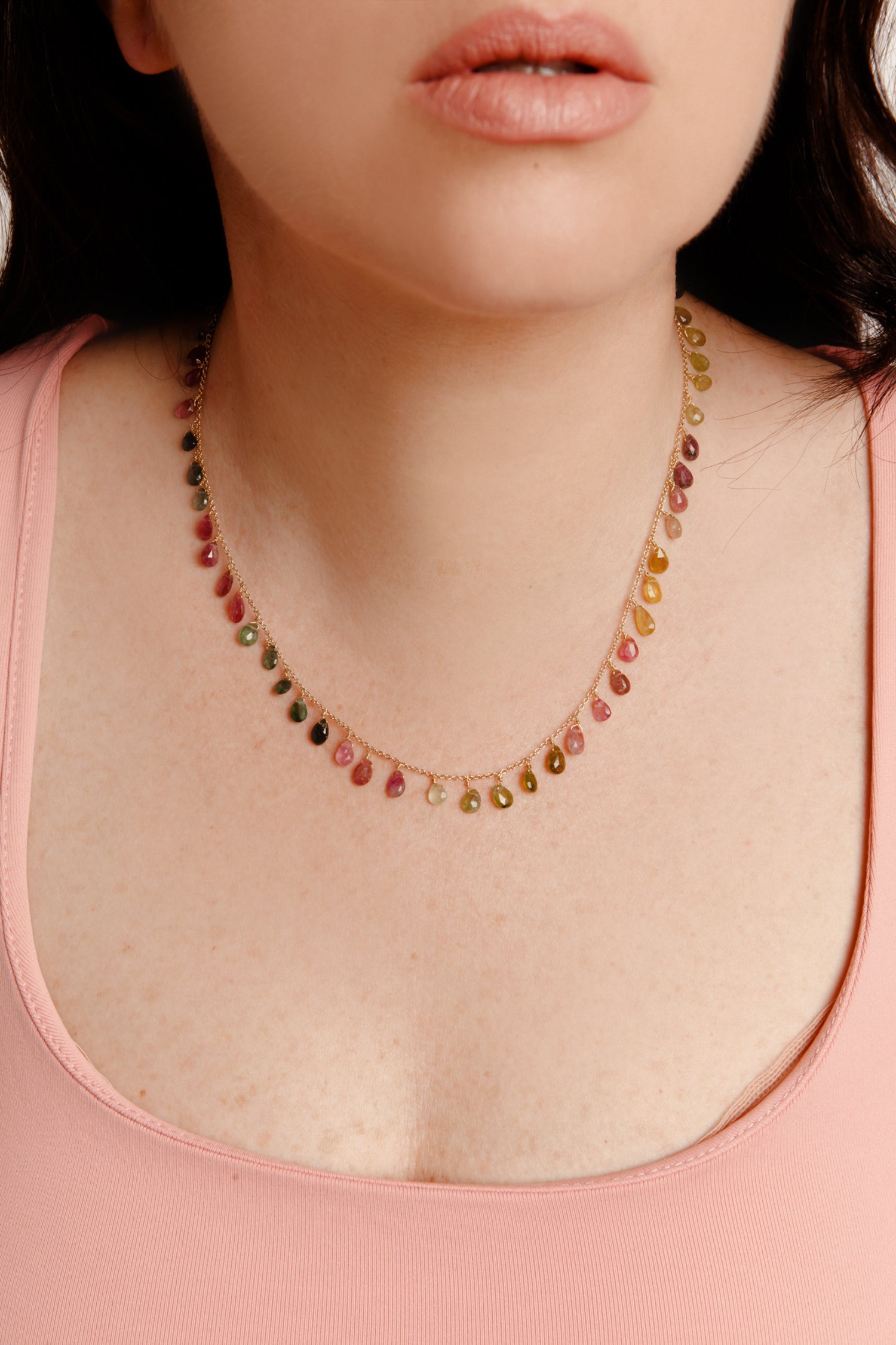 Watermelon Fall Tourmaline Necklace - Inaya Jewelry