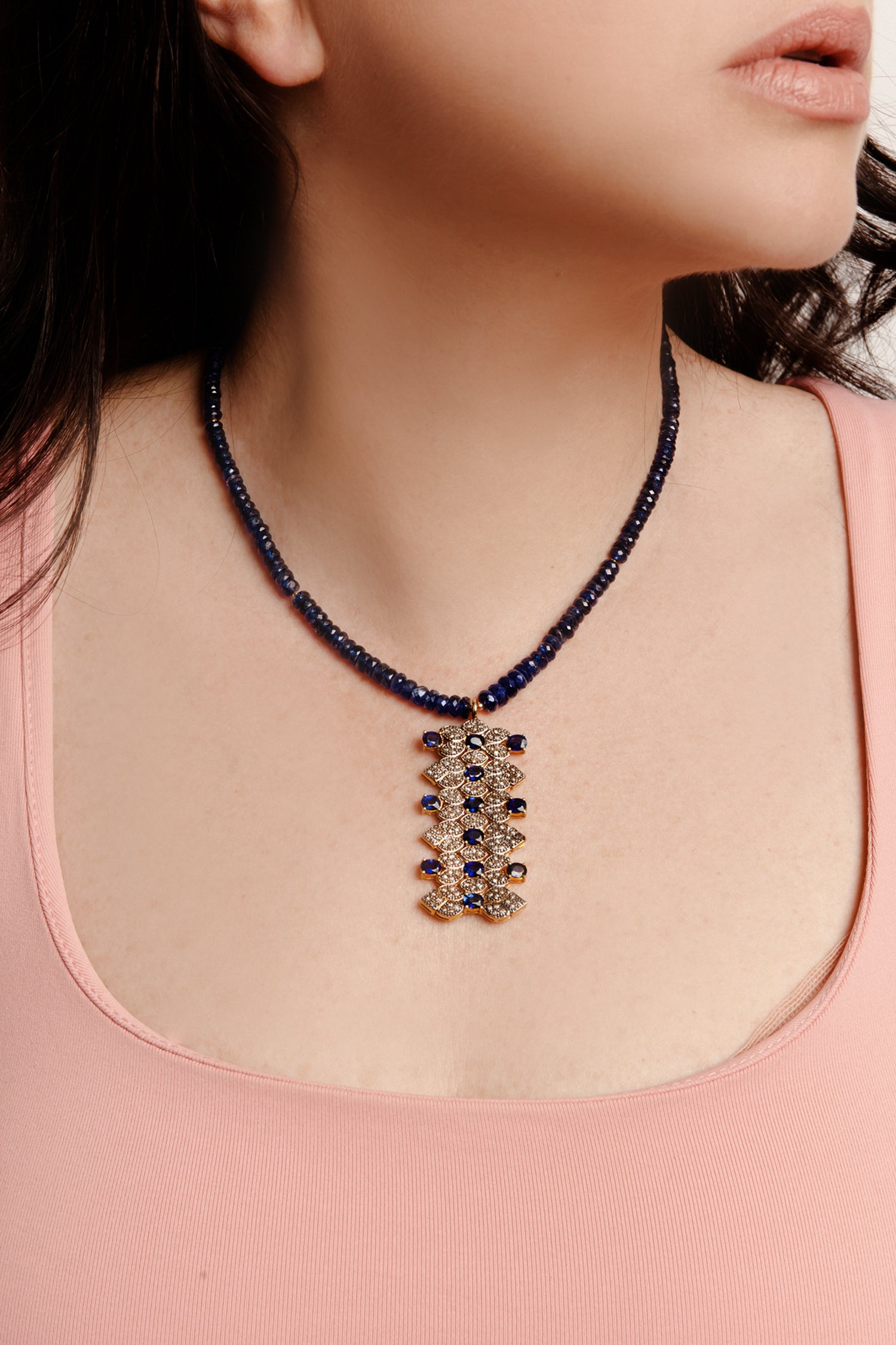 Kyanite Trellis Necklace - Inaya Jewelry