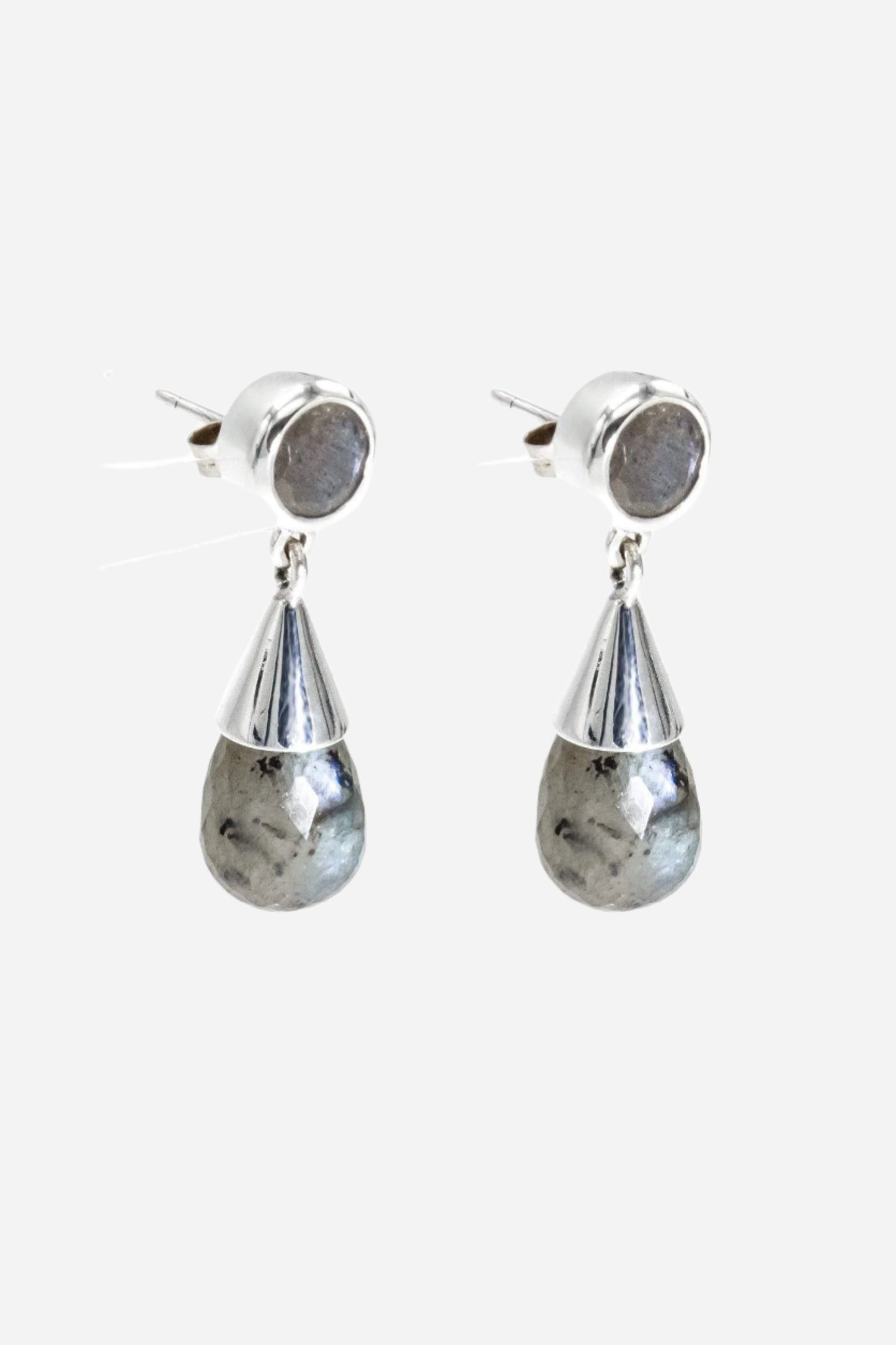 Labradorite Silver Drop Earrings - Inaya Jewelry