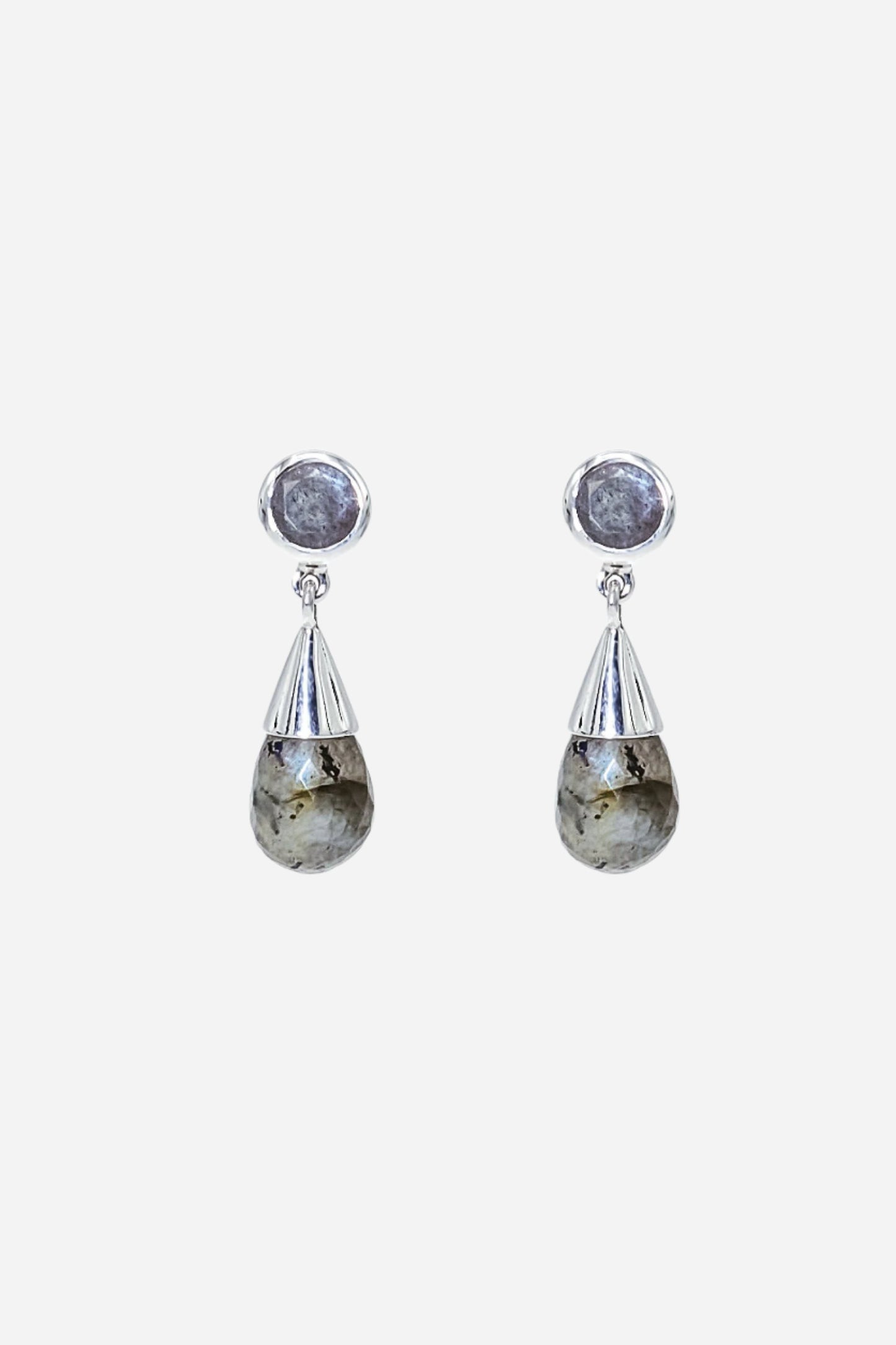 Labradorite Silver Drop Earrings - Inaya Jewelry