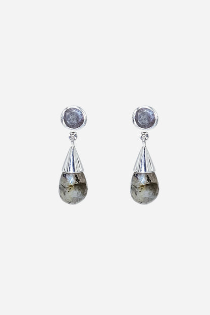 Labradorite Silver Drop Earrings - Inaya Jewelry