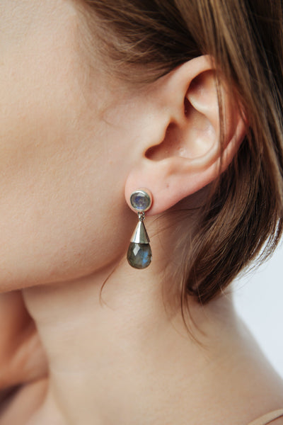 Labradorite Silver Drop Earrings - Inaya Jewelry