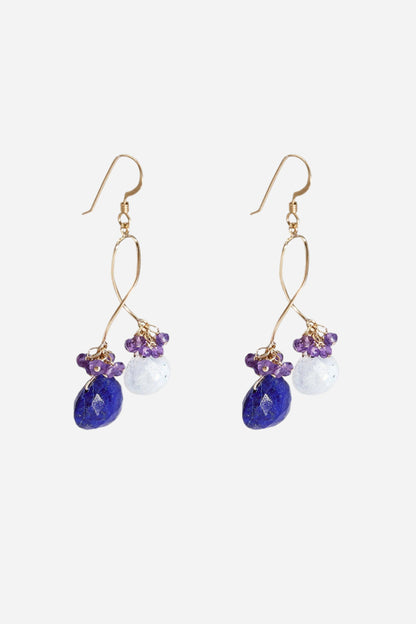 Lapis And Moonstone Swirl Earrings - Inaya Jewelry