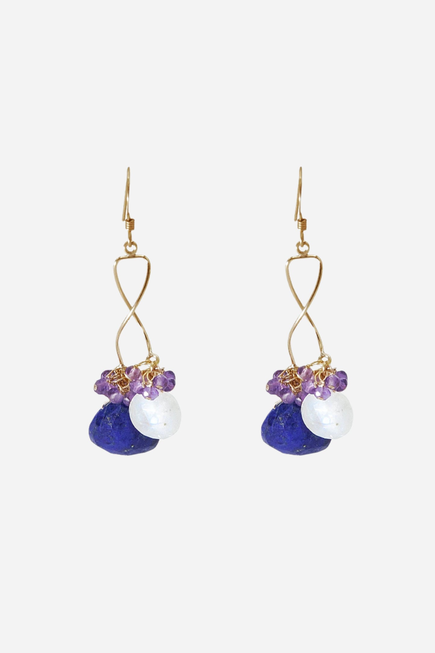 Lapis And Moonstone Swirl Earrings - Inaya Jewelry