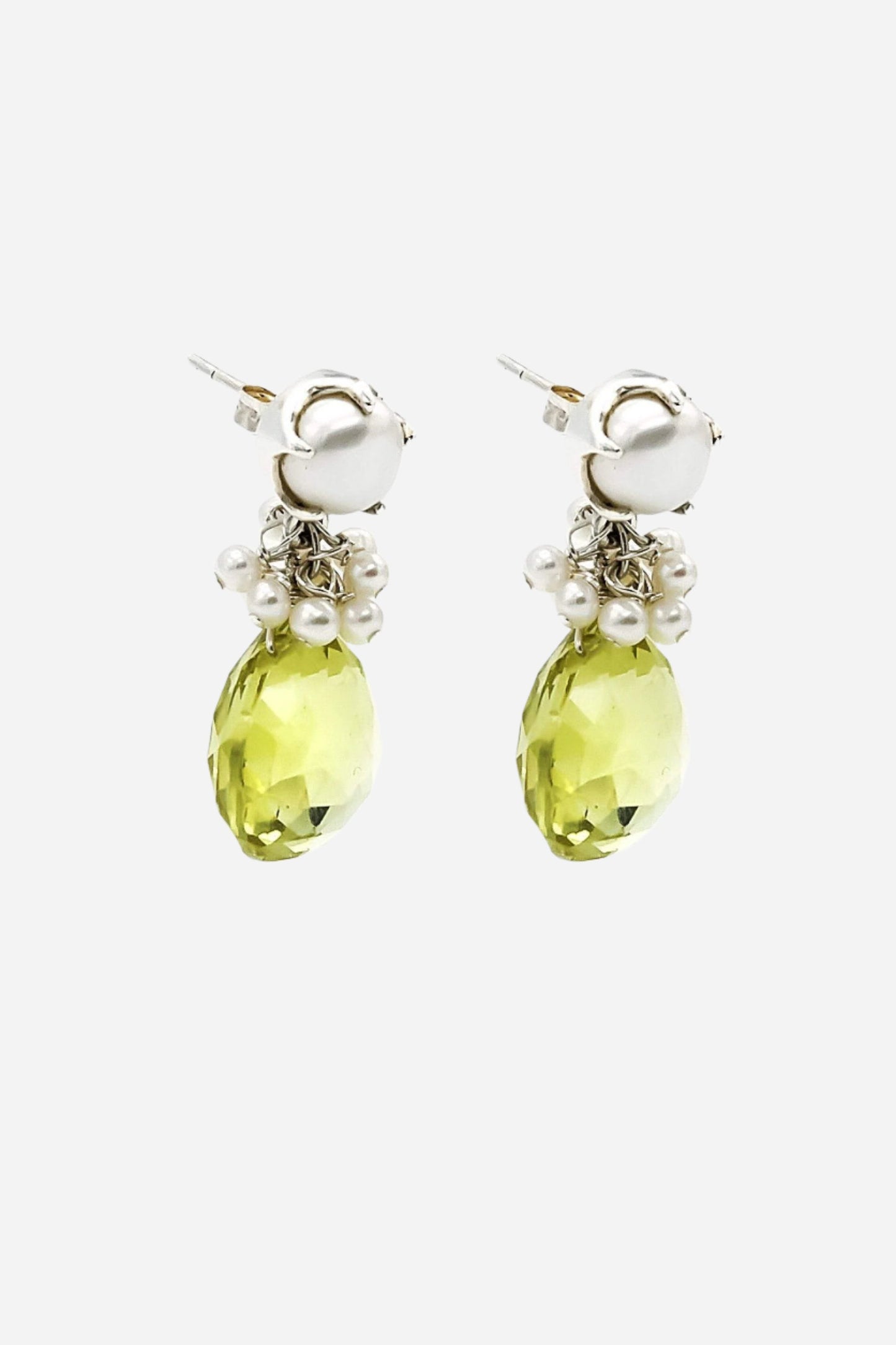 Lemon Topaz & Fresh Water Pearl Fantasy Drop Earrings - Inaya Jewelry