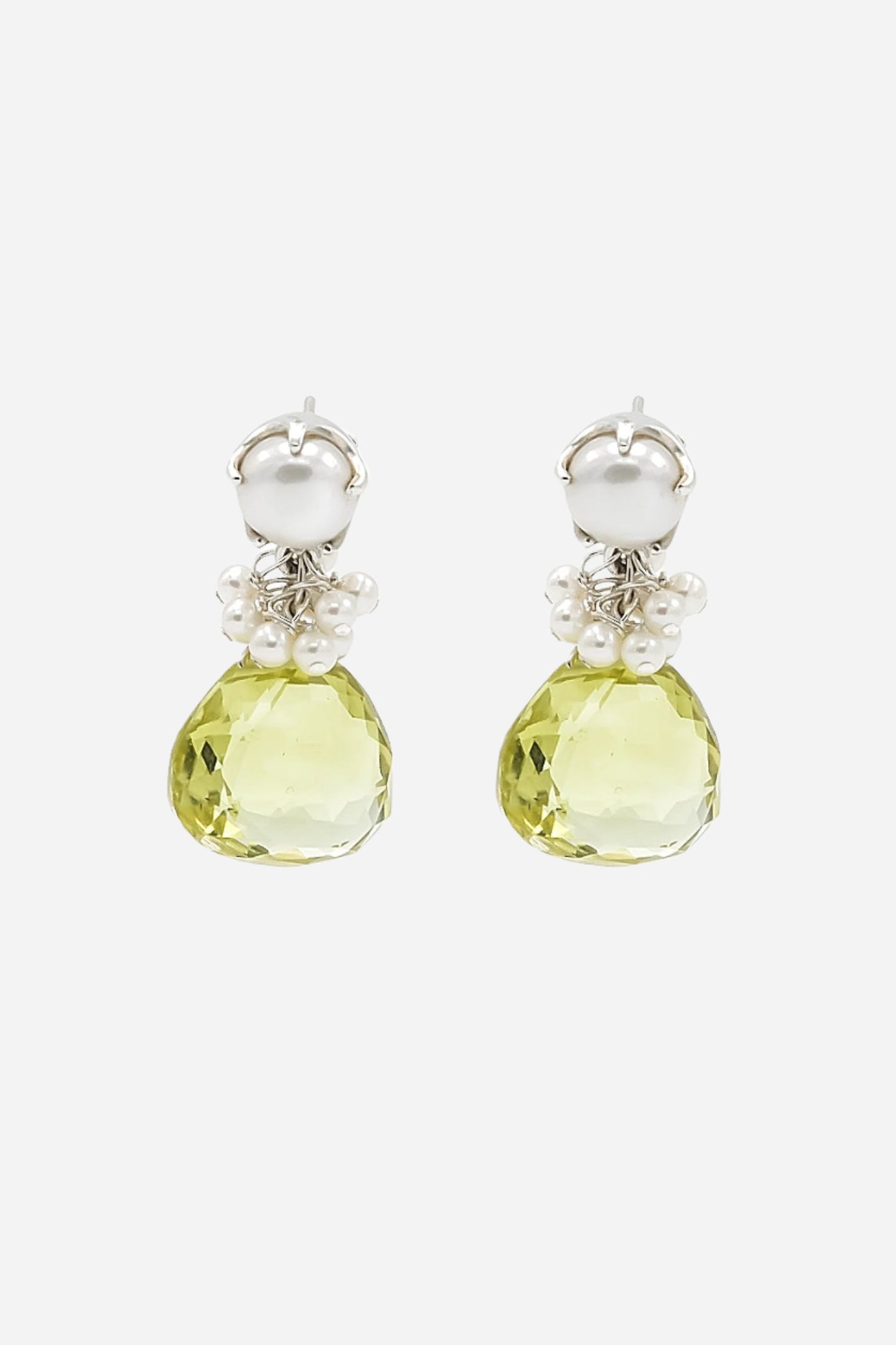 Lemon Topaz & Fresh Water Pearl Fantasy Drop Earrings - Inaya Jewelry