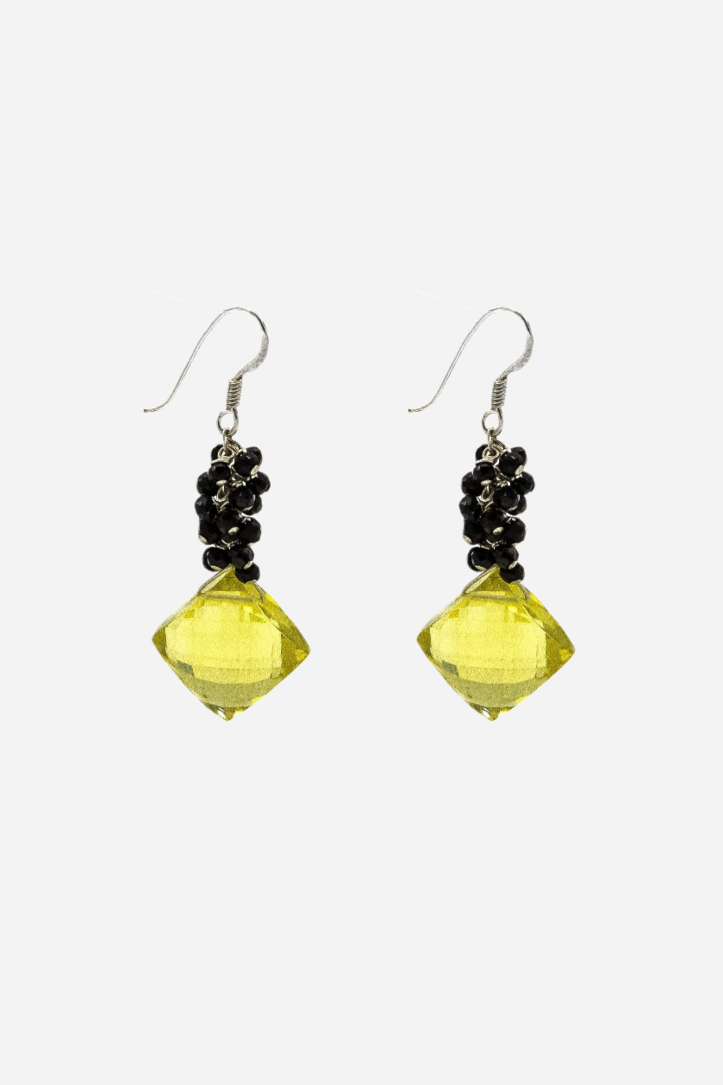 Lemon Topaz & Black Spinel Cluster Earrings - Inaya Jewelry