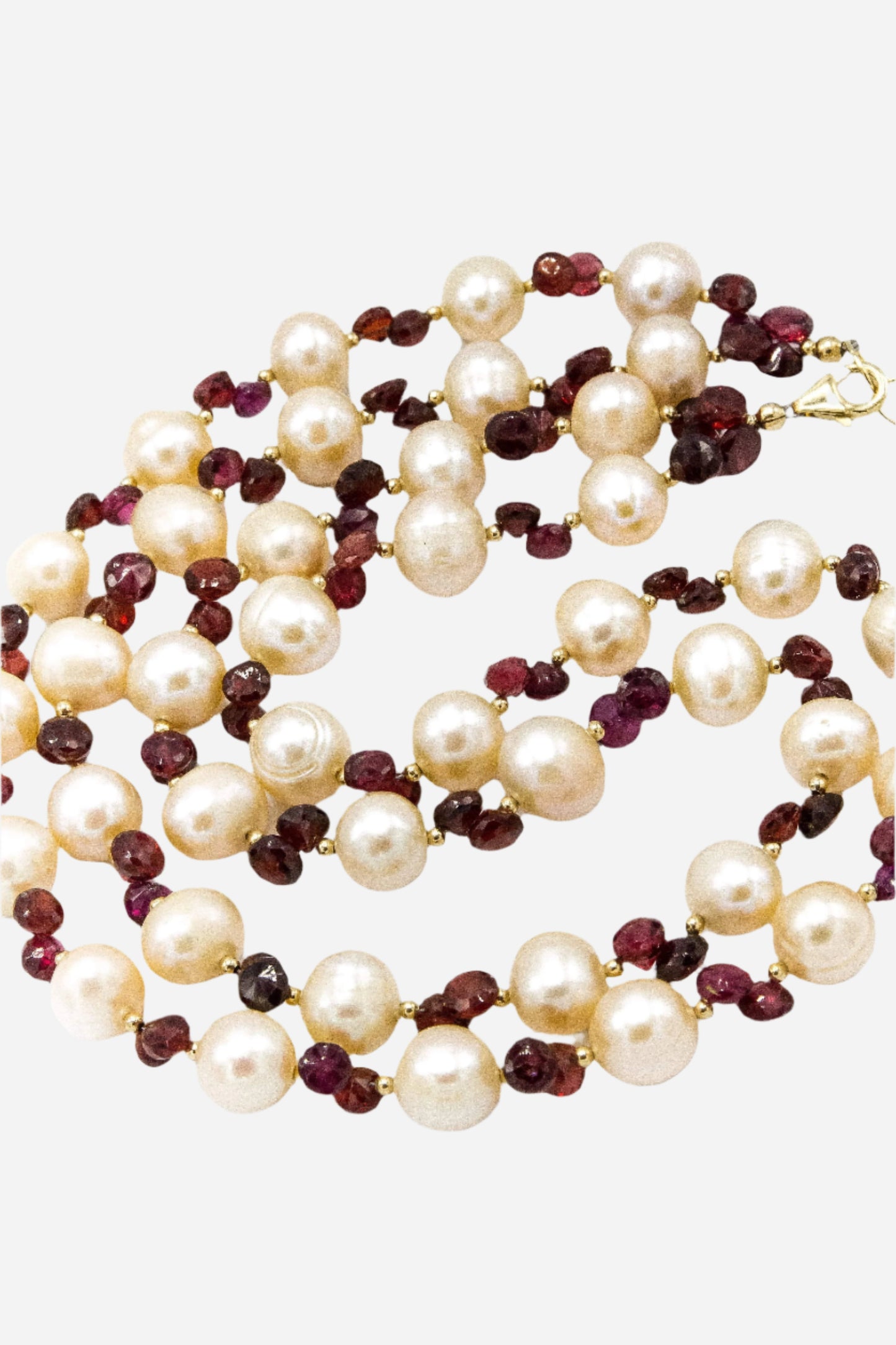 Peach Pearl & Garnet Necklace - Inaya Jewelry