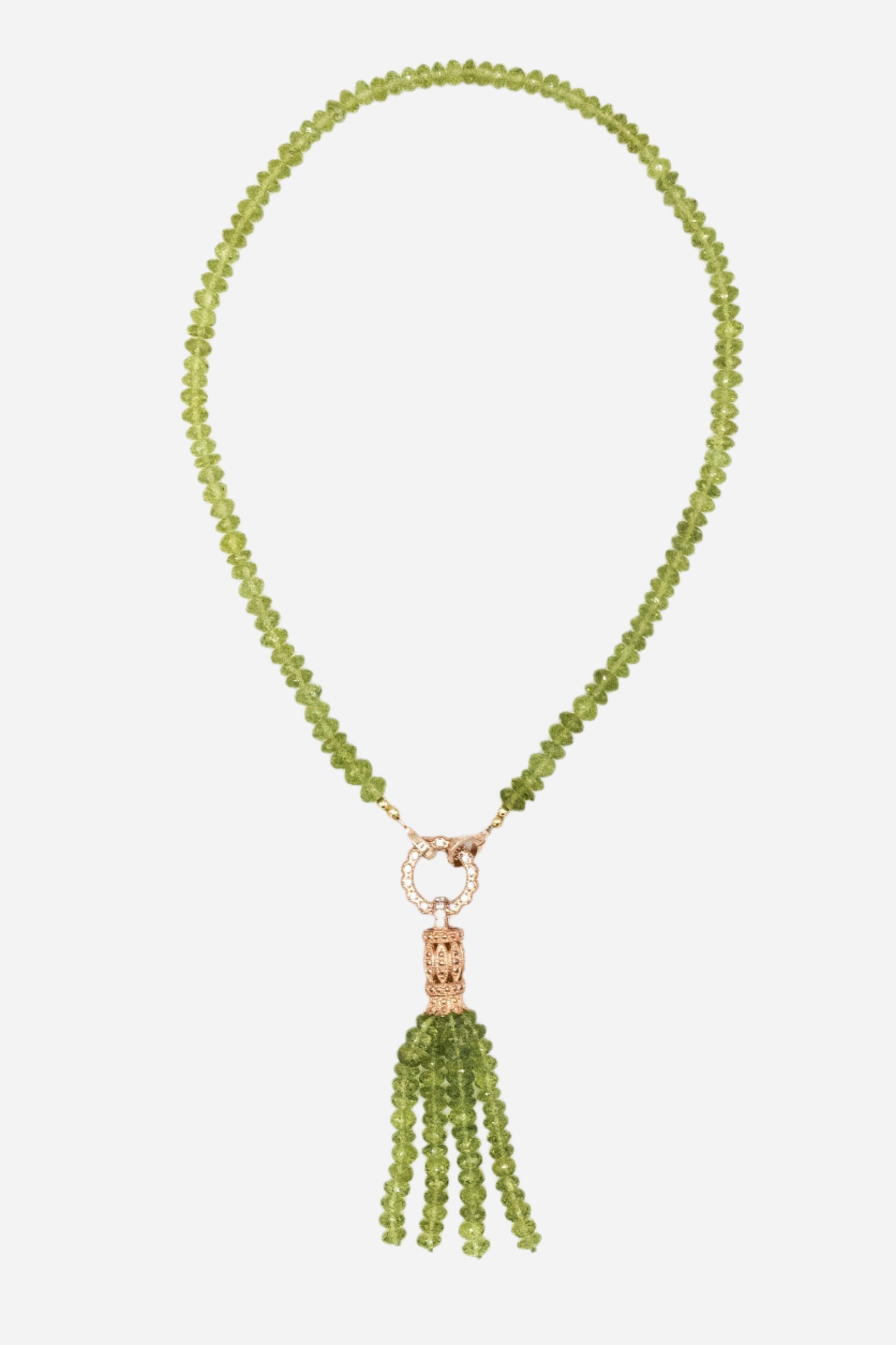 Peridot Tassel Necklace - Inaya Jewelry