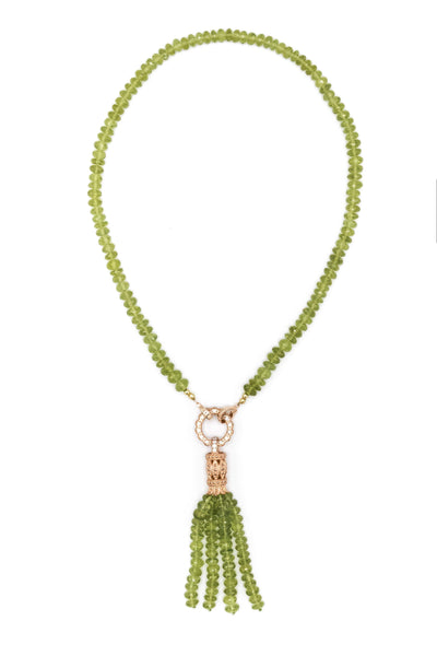 Peridot Tassel Necklace - Inaya Jewelry