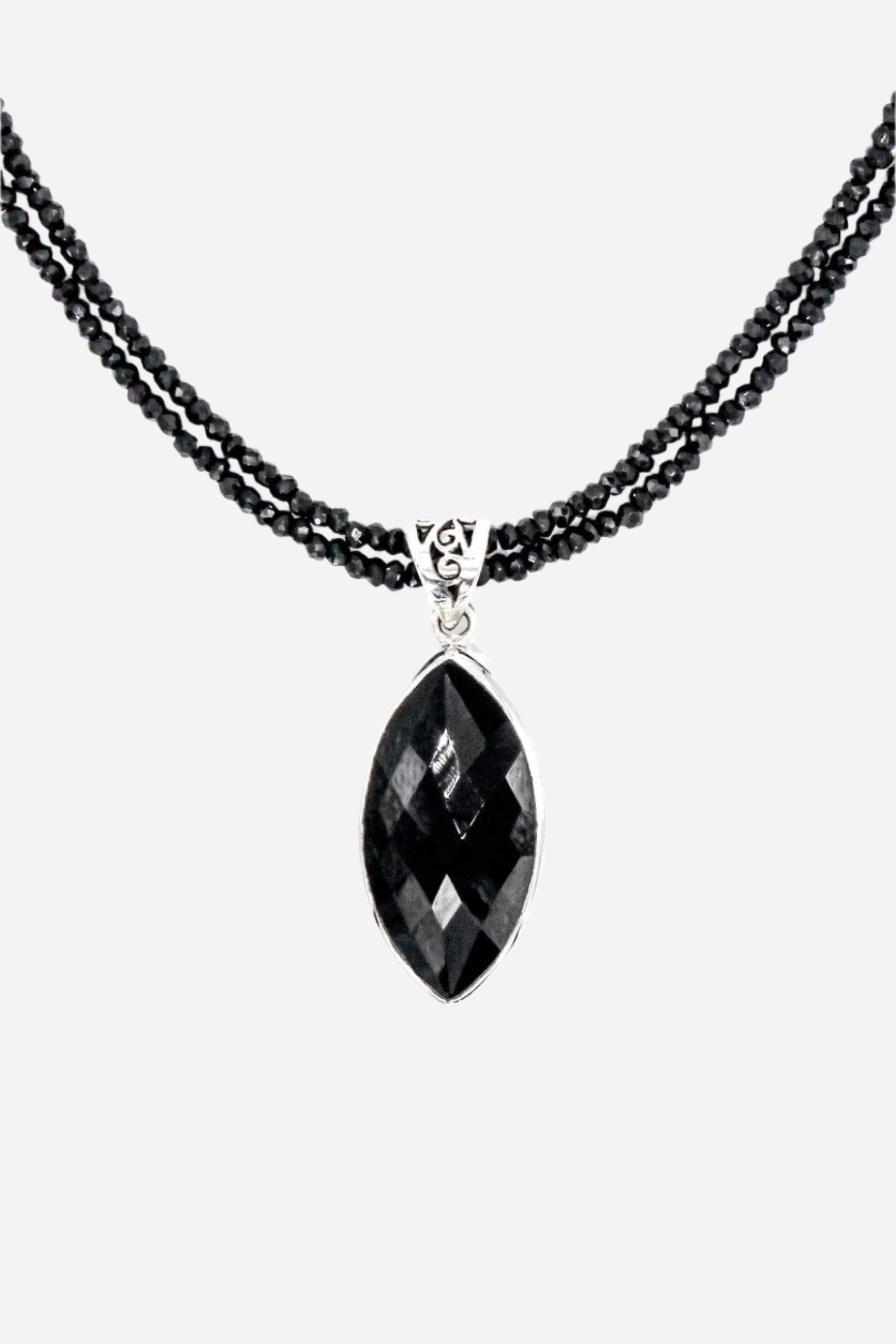 Black Onyx on Black Spinel Pendant - Inaya Jewelry