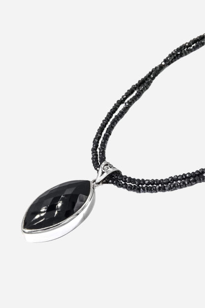 Black Onyx on Black Spinel Pendant - Inaya Jewelry