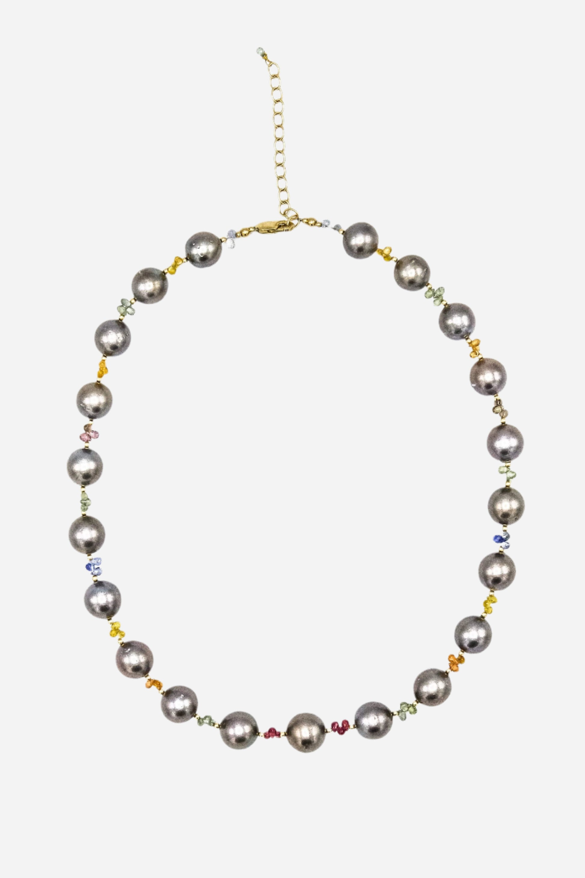 Tahitian Pearls & Multi-color Sapphires Necklace - Inaya Jewelry