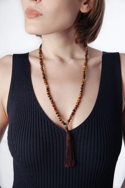 Tigers Eye Mala Necklace - Inaya Jewelry