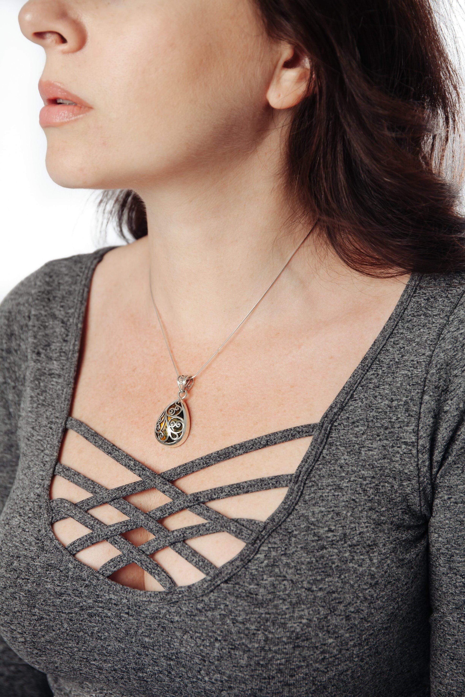 Black Tigers Eye Pendant - Inaya Jewelry