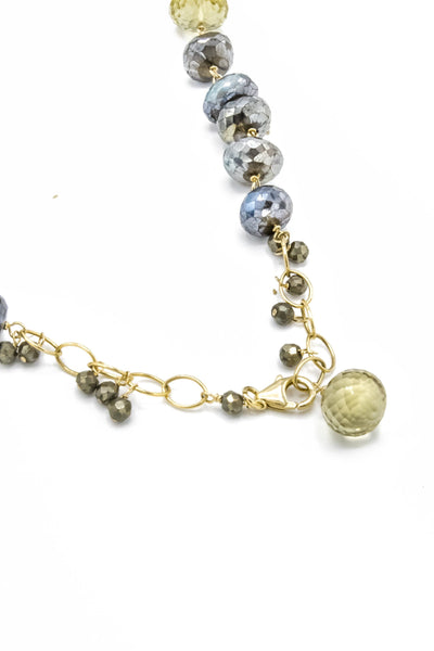 Labradorite, Lemon Topaz & Pyrite Necklace - Inaya Jewelry