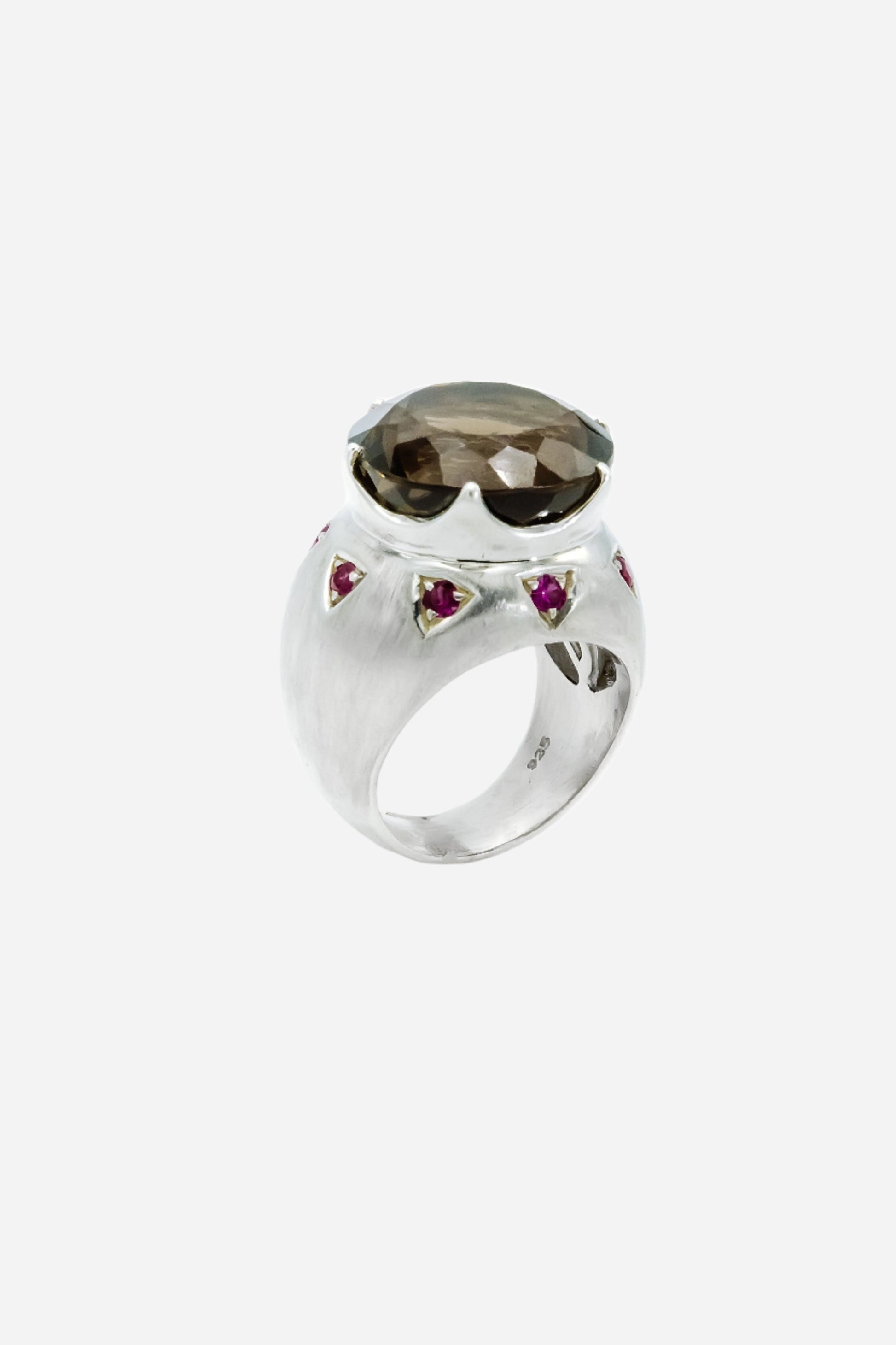 Smoky Topaz & Rubies Ring - Inaya Jewelry