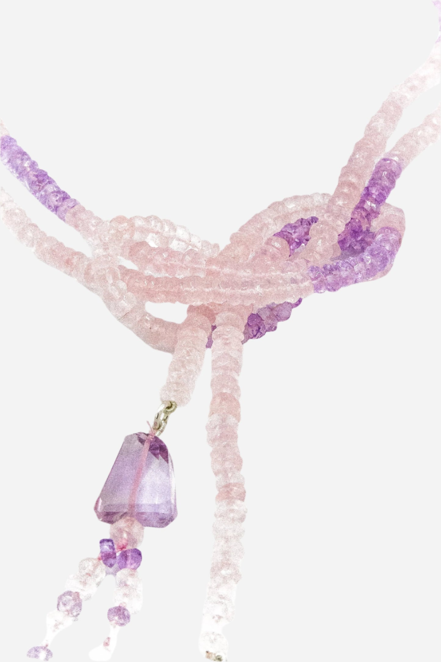 Rose Quartz & Pink Amethyst Lariat Necklace - Inaya Jewelry