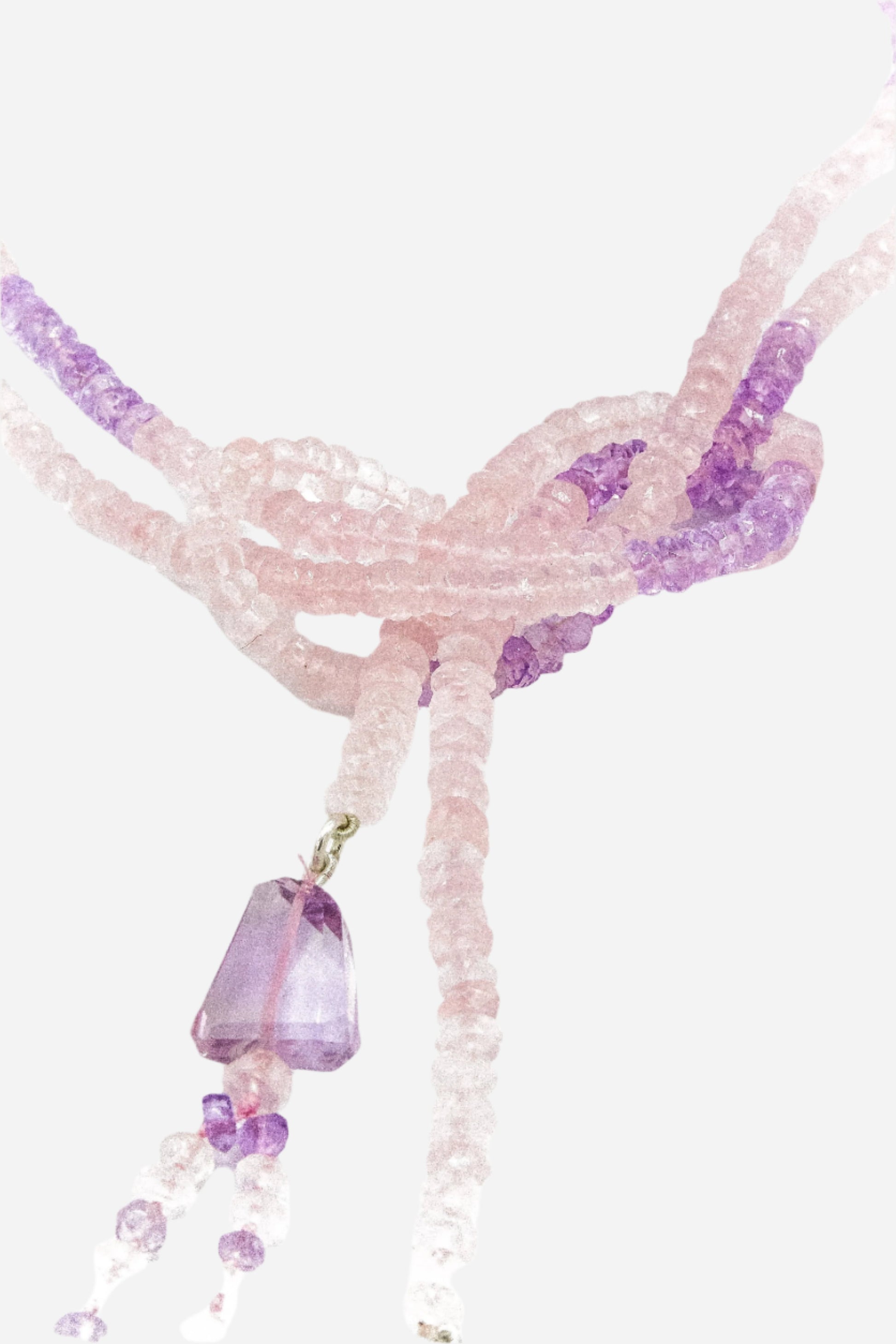 Rose Quartz & Pink Amethyst Lariat Necklace - Inaya Jewelry