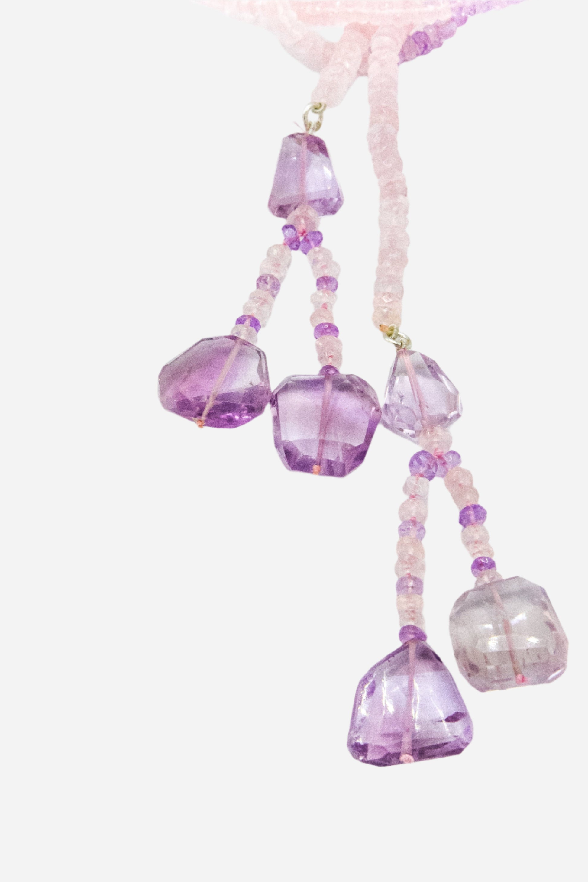 Rose Quartz & Pink Amethyst Lariat Necklace - Inaya Jewelry