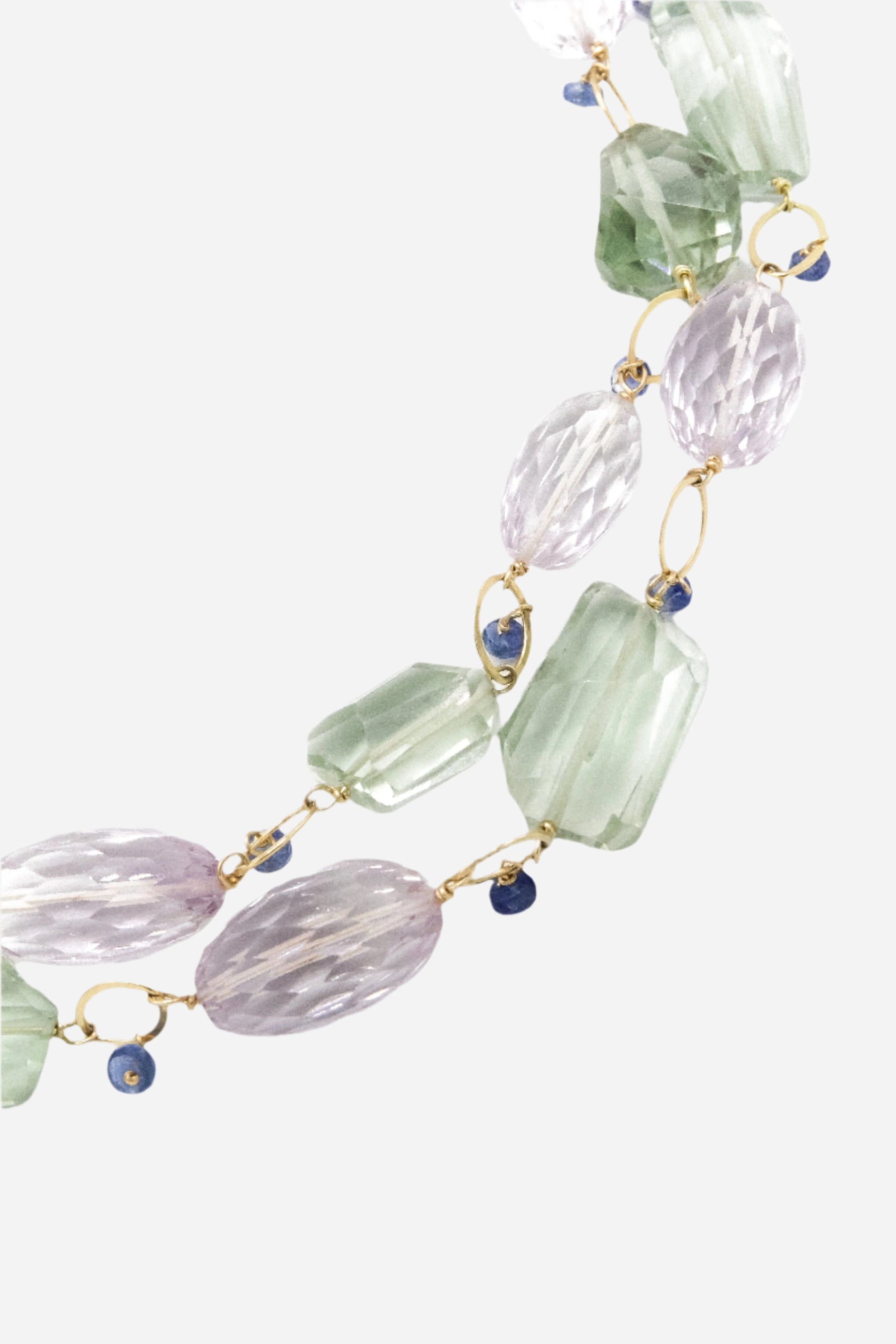 Pink & Green Amethyst, Sapphire Necklace - Inaya Jewelry